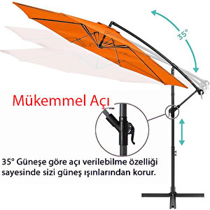 3 Mt 8 Kaburga Full Demir 21 Kg Turuncu Bahçe Şemsiyesi Full Set Havuz Şemsiyesi Büyük Şemsiye