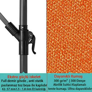 3 Mt 8 Kaburga Full Demir 21 Kg Turuncu Bahçe Şemsiyesi Full Set Havuz Şemsiyesi Büyük Şemsiye