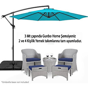 3 Mt 8 Kaburga Full Demir 21 Kg Turkuaz Bahçe Şemsiyesi Full Set Havuz Şemsiyesi Büyük Şemsiye