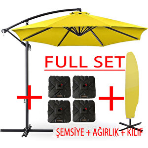 3 Mt 8 Kaburga Full Demir 21 Kg Sari Bahçe Şemsiyesi Full Set Havuz Şemsiyesi Büyük Şemsiye