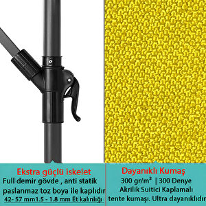 3 Mt 8 Kaburga Full Demir 21 Kg Sari Bahçe Şemsiyesi Full Set Havuz Şemsiyesi Büyük Şemsiye