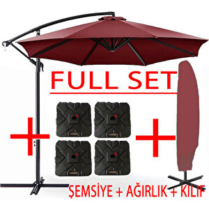 3 Mt 8 Kaburga Full Demir 21 Kg Bordo Bahçe Şemsiyesi Full Set Havuz Şemsiyesi Büyük Şemsiye