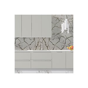 Sf 623 Gold Gümüş Damarlı Beyaz Doğal Mermer Görünümlü Dolap Ve Tezgah Yapışkanlı Folyo 53x100 cm