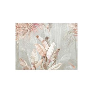 Ps 760 - Pastel Tonlarda Tropikal Orman Ve Kuş Desenli Poster Duvar Kağıdı 250x260 cm