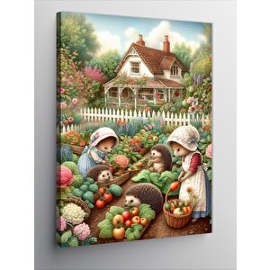Kanvas Tablo Tarladaki  Çiftçi Kirpiler 50x70 cm