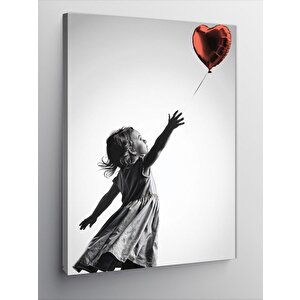 Kanvas Tablo Kalpli Balon Tutan Çocuk 100x140 cm