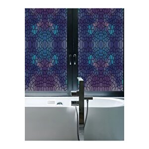Sf 619 Pembe Mor Renkli Mozaik Desenli Şeffaf Vitray Cam Kaplama Yapışkanlı Folyo 45x100 cm
