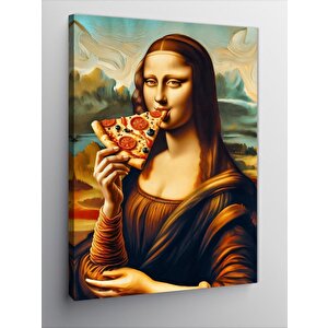 Kanvas Tablo Mona Lisa Ve Pizza 70x100 cm