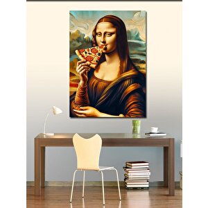 Kanvas Tablo Mona Lisa Ve Pizza 70x100 cm