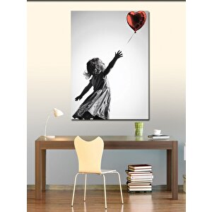 Kanvas Tablo Kalpli Balon Tutan Çocuk