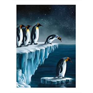 Sevimli Penguenler Hediyelik Mdf Tablo 35cm X50cm 35x50 cm