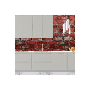 Sf 612 Kırmızı Renkli Doğal Taş Tuğla Görünümlü Yapışkanlı Folyo 53x300 cm