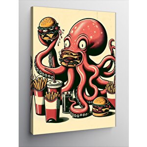 Kanvas Tablo Burger Yapan Ahtapot 50x70 cm