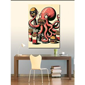 Kanvas Tablo Burger Yapan Ahtapot 50x70 cm