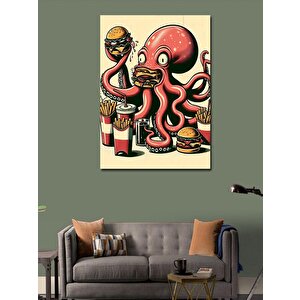 Kanvas Tablo Burger Yapan Ahtapot 50x70 cm