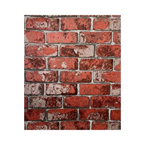 Sf 612 Kırmızı Renkli Doğal Taş Tuğla Görünümlü Yapışkanlı Folyo 53x100 cm