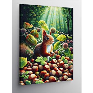 Kanvas Tablo Fındık Sevimli Sincap 100x140 cm