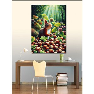 Kanvas Tablo Fındık Sevimli Sincap 100x140 cm