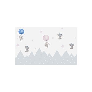 Ps 960 - Uçan Fil Ve Balonlar Temalı Çocuk Odası Poster Duvar Kağıdı 400x260 cm