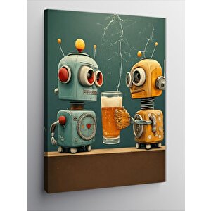 Kanvas Tablo Sevimli Robotlar 100x140 cm