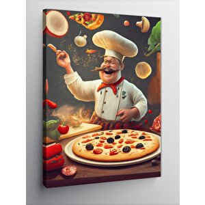 Kanvas Tablo Pizza Yapan Aşçı 70x100 cm