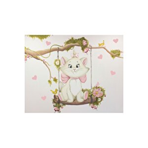 Ps 930 - Tatlı Kedi Ve Kuşlar Temalı Çocuk Odası Poster Duvar Kağıdı 400x260 cm