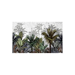 Ps 860 - Renkli Tropikal Bitki Desenli Poster Duvar Kağıdı 300x260 cm