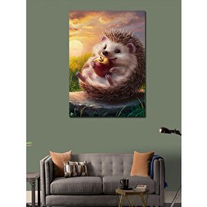 Kanvas Tablo Elma Yiyen Kirpi 70x100 cm