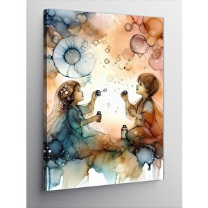Kanvas Tablo Balon Üfleyen Çocuklar 70x100 cm