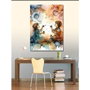 Kanvas Tablo Balon Üfleyen Çocuklar 100x140 cm
