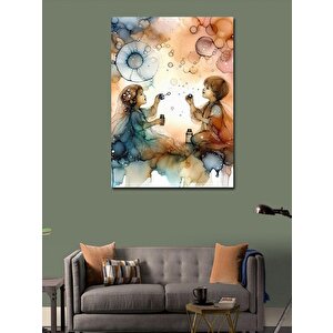 Kanvas Tablo Balon Üfleyen Çocuklar 100x140 cm