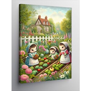 Kanvas Tablo Tarlada Çalışan Kirpiler 70x100 cm