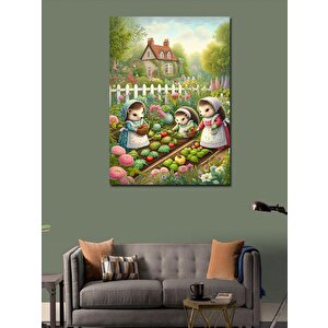 Kanvas Tablo Tarlada Çalışan Kirpiler 70x100 cm