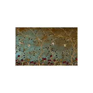 Ps 690 - Koyu Çiçekli Kuş Desenli Poster Duvar Kağıdı 250x260 cm