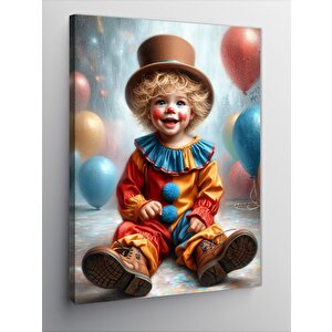 Kanvas Tablo Balonlu Palyaço Çocuk 100x140 cm