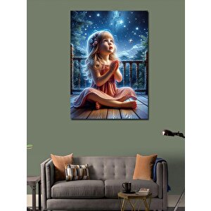Kanvas Tablo Sevimli Kız Ve Gökyüzü 70x100 cm
