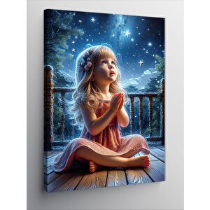 Kanvas Tablo Sevimli Kız Ve Gökyüzü 50x70 cm