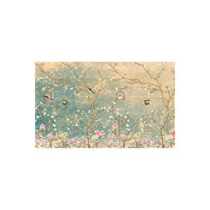 Ps 680 - Çiçekli Kuş Desenli Poster Duvar Kağıdı 300x260 cm