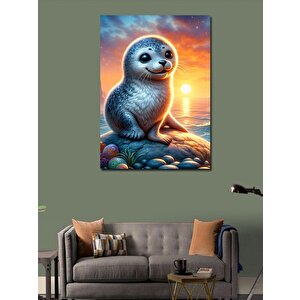 Kanvas Tablo Kayalıklardaki Sevimli Fok 70x100 cm