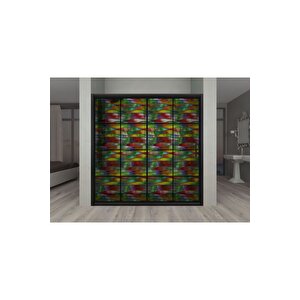 Sf 629 Dalgalı Renkli Şeffaf Vitray Cam Kaplama Yapışkanlı Folyo