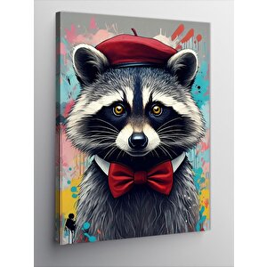 Kanvas Tablo Papyonlu Rakun 50x70 cm