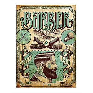 Berber Dükkanı Temalı Art Mdf Poster 25cmx 35cm 25x35 cm