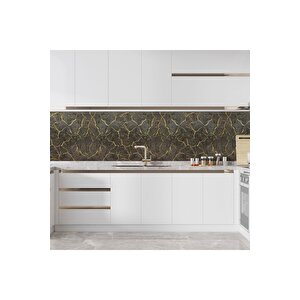 Sf 625 Koyu Antrasit Renkli Gold Damarlı Doğal Mermer Görünümlü Dolap Ve Tezgah Yapışkanlı Folyo 53x530 cm