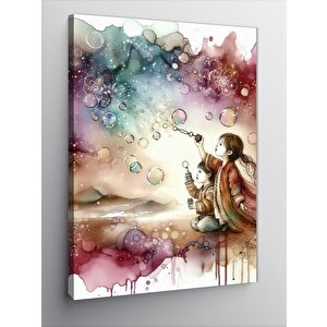 Kanvas Tablo Baloncuk Yapan Sevimli Çocuklar 70x100 cm