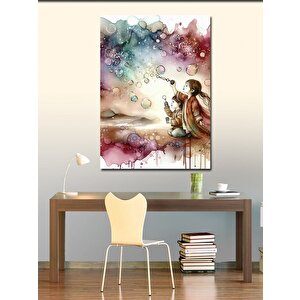 Kanvas Tablo Baloncuk Yapan Sevimli Çocuklar 70x100 cm
