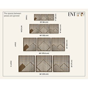 Ent Wood Art Ahşap Duvar Tablosu, 3 Parça Ahşap Modern Duvar Dekoru, Yatay Gökyüzü Geometrik Dağ Desen Duvar Paneli, Ceviz