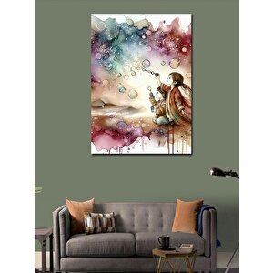 Kanvas Tablo Baloncuk Yapan Sevimli Çocuklar 50x70 cm