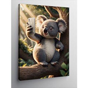Kanvas Tablo Selfie Çeken Sevimli Koala 100x140 cm