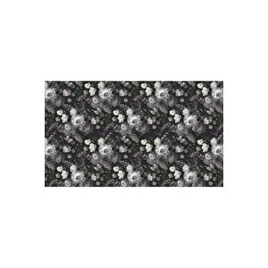 Ps 800 - Gri Tonlarda Koyu Çiçek Desenli Poster Duvar Kağıdı 400x260 cm