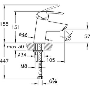 Vitra Alegria A42915 Lavabo Bataryası Krom